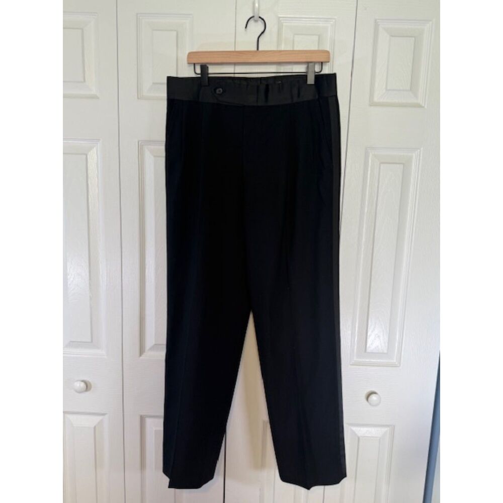 Christian Dior Homme Tuxedo‎ Pants 48EU/32US Black Satin Stripe Suspender